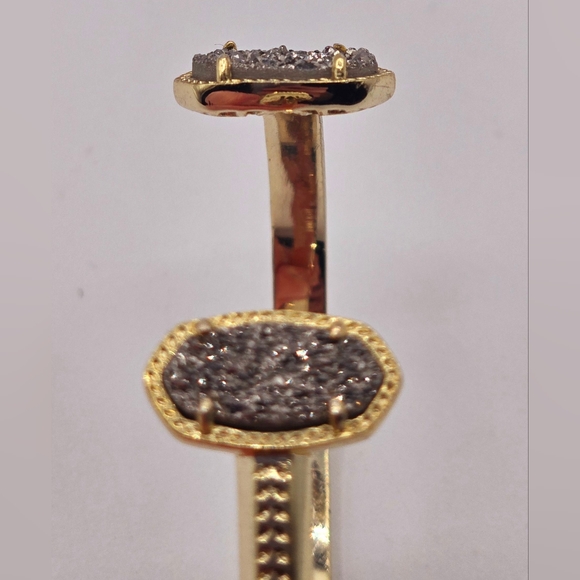 KENDRA SCOTT Cuff Bracelet Drusy Stone in Gunmetal Gold Plated - Picture 2 of 8